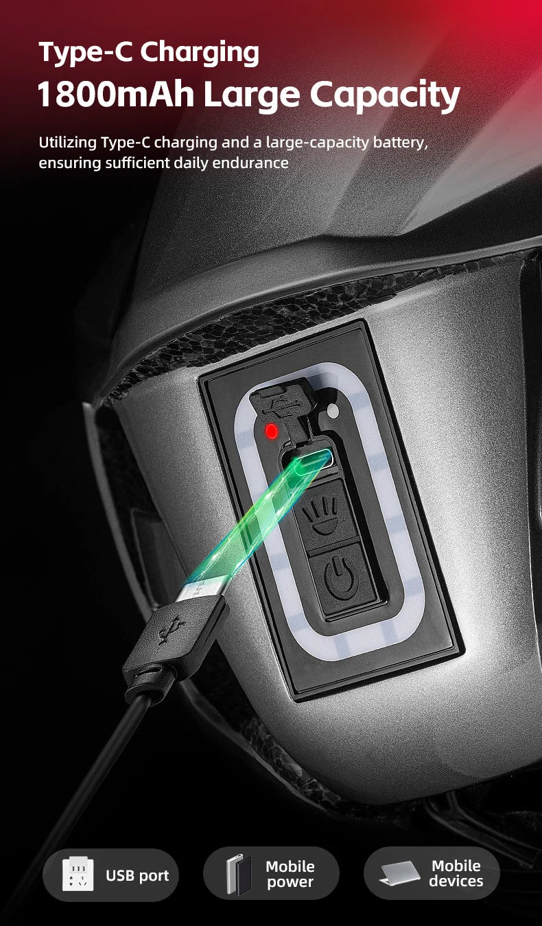 Cycling Light Helmet Type-C Charging Electric Bicycle Helmet Front Light Rear Light Warning Lamp Safety MTB Bike Helmet
