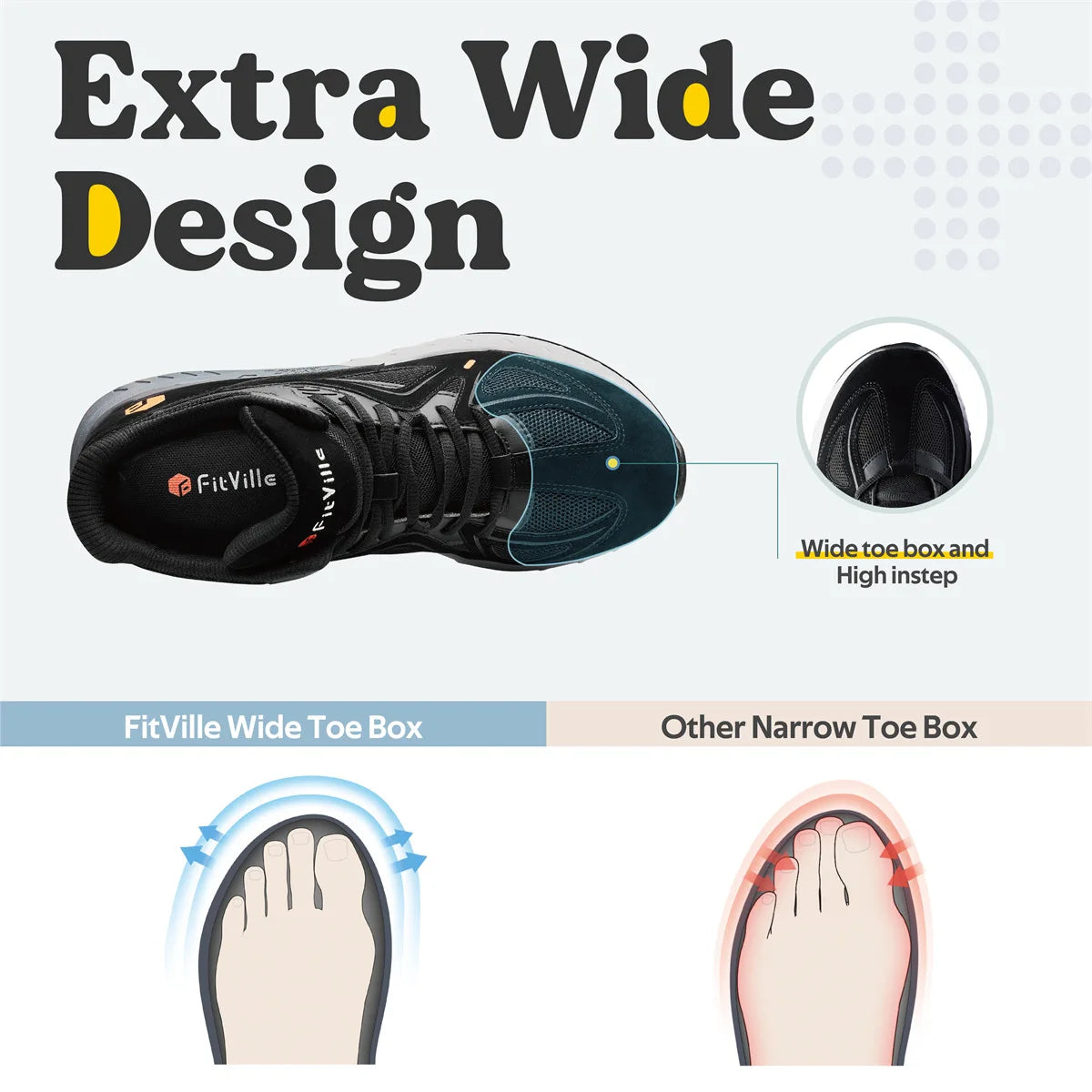 Hoge basketbalschoenen voor heren, verbreed, lichtgewicht, casual sneakers, ademend, voor pijnverlichting bij gezwollen voeten