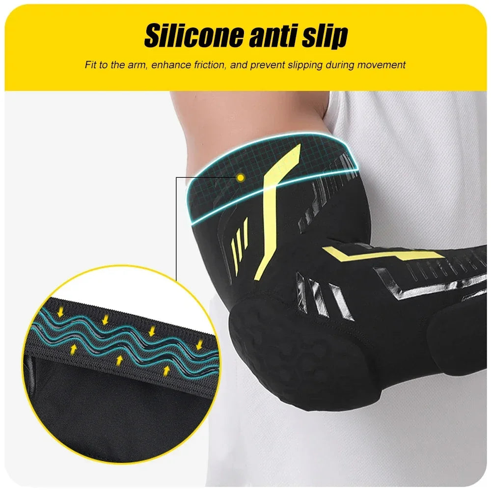 Sports Anti-Collision Padded Arm Sleeves For Protection of Elbow and Forearm During Sports - Honeycomb Pads For Men & Women
