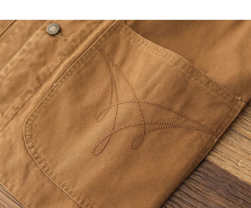 2024 Autumn New American Retro 12OZ Denim Cargo Vest Men's Simple 100% Cotton Washed Old Casual Multi-pocket Waistcoat Jacket