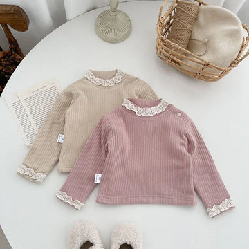 Winter Baby Blouse Infant Girls Boys Shirt Thicken Cotton Fur Lining Base Tops Unisex