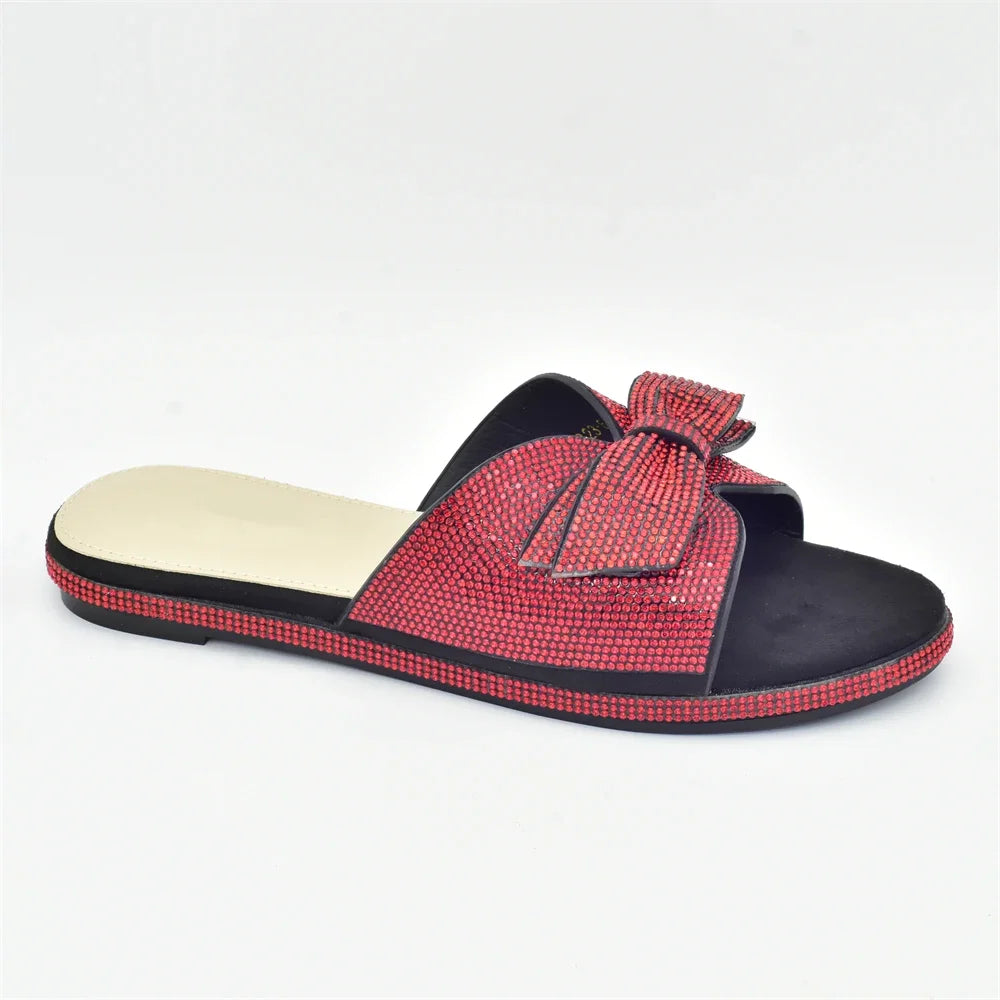 2025 Bling Crystal Bowknot Pumps Women Wedding Shoes Bride Elegant Low Heels Nigerian Women Pumps Shoe for Women Designer Luxury