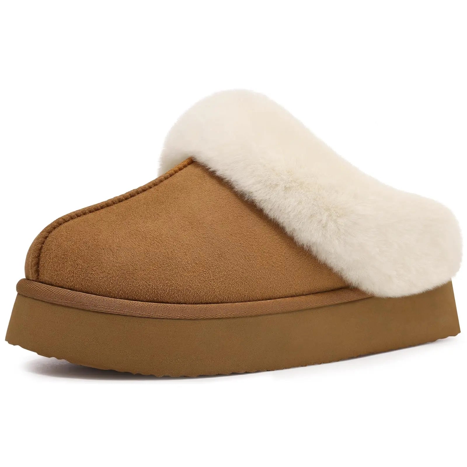 Women's Winter Warm Fuzzy Platform Shoes With Fluffy Memory Foam Suitable For Indoor Use Cosy Ladies' Fur Slides Plush Cotton Slippers