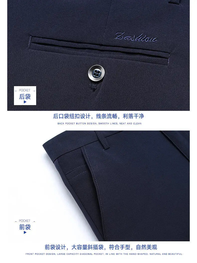 Stretchable Men's Dress Pants, Classic Trousers for Versatile Wear, Comfort & Style Combined Sizes 28-40