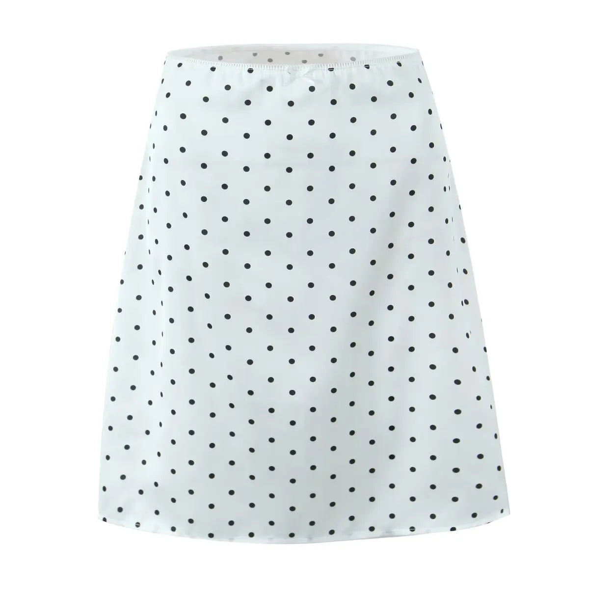 2025 Women Vintage Black White Polka Dot A-line Knee Length Skirt Sexy Low Waist Holiday Summer Skirts