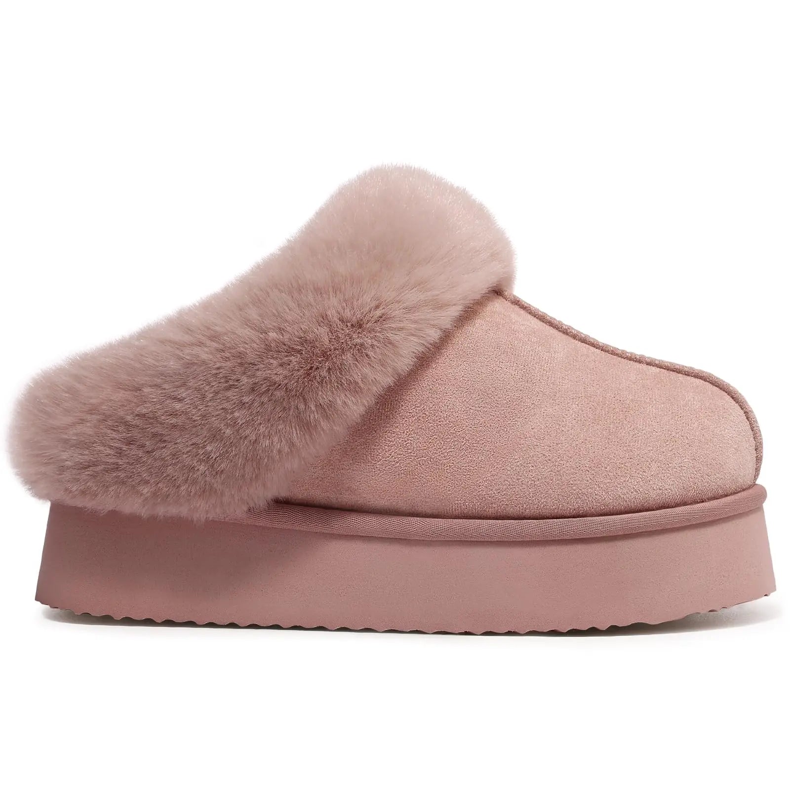 Women's Fashion Fur Winter Slippers With Thick Sole Fluffy Fuzzy Slippers and Anti-Slip Platform Slides Plush Shoes
