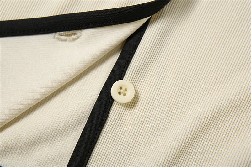 Geribbelde 2-delige set voor dames, polokraag, cardigan, crop tops + stretchrokken, bijpassende casual, eenvoudige, trendy, elegante outfits