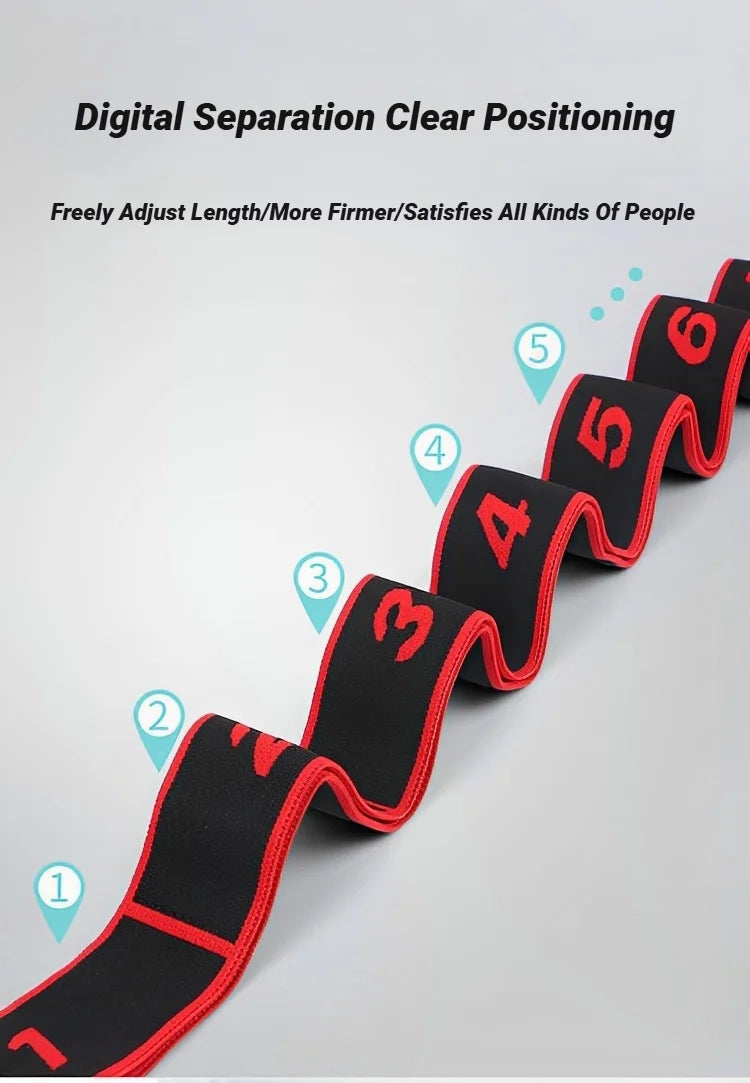 8 Section Style Dance Resistance Band Yoga Stretching Pilates Fitness Digital Elasticity Elastic Stretch Training Tension Belt