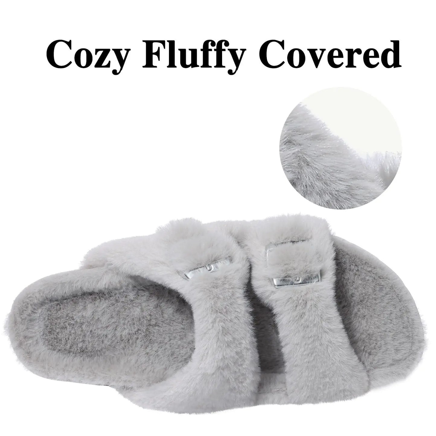 Women's Winter Warm Leisure Slippers Non-Slip Outdoor Slides Cork Insole Cosy Slip-On With Arch Support Suitable As Ladies' Sandals