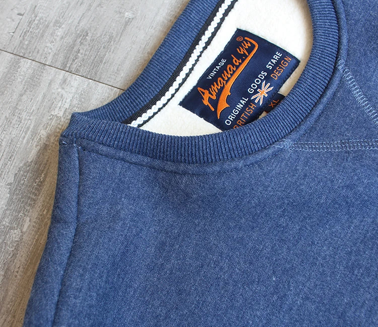 Herfst Winter Nieuwe Amerikaanse Eenvoudige Dikke Arctische Fleece Effen Kleur Sweatshirt Heren Puur Katoen Gewassen Pullover Casual Sportkleding