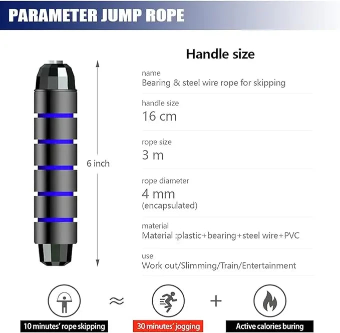 2.8/3m Jump Rope For Aerobic Sports - Jump CrossFit Portable Fitness Equipment With Fast Steel Wire For Women & Men Weight Loss