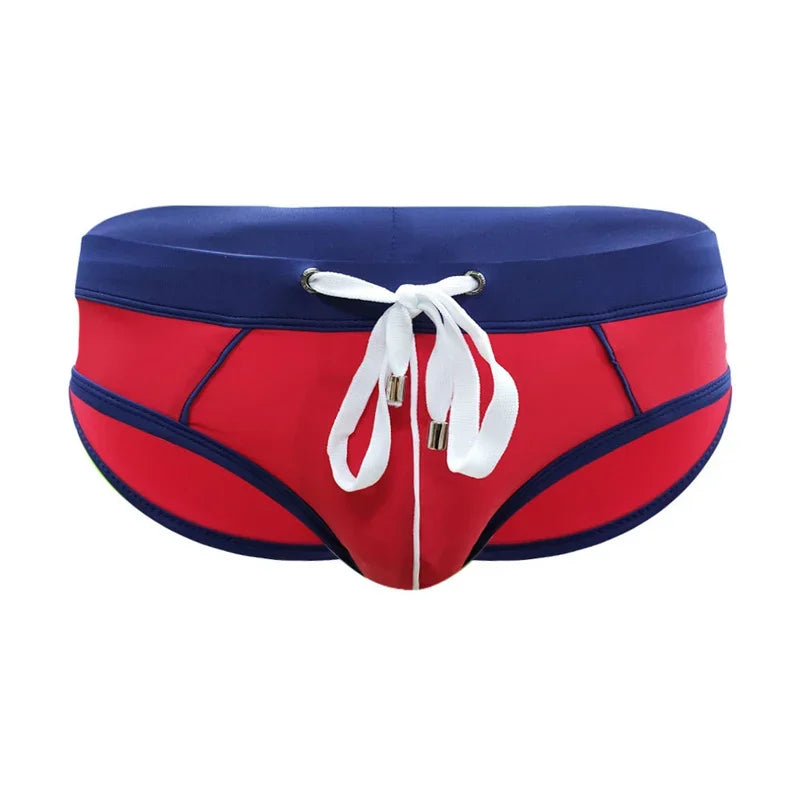 Men’s Printed Swim Briefs – Low Waist Padded Swimsuit for Beach, Pool & Summer Sports