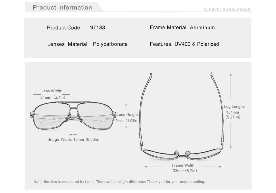 Polarized Aluminum Pilot Sunglasses UV400 HD Lens Men Women Photochromic Outdoor Eyewear Anti-Reflective Night Vision