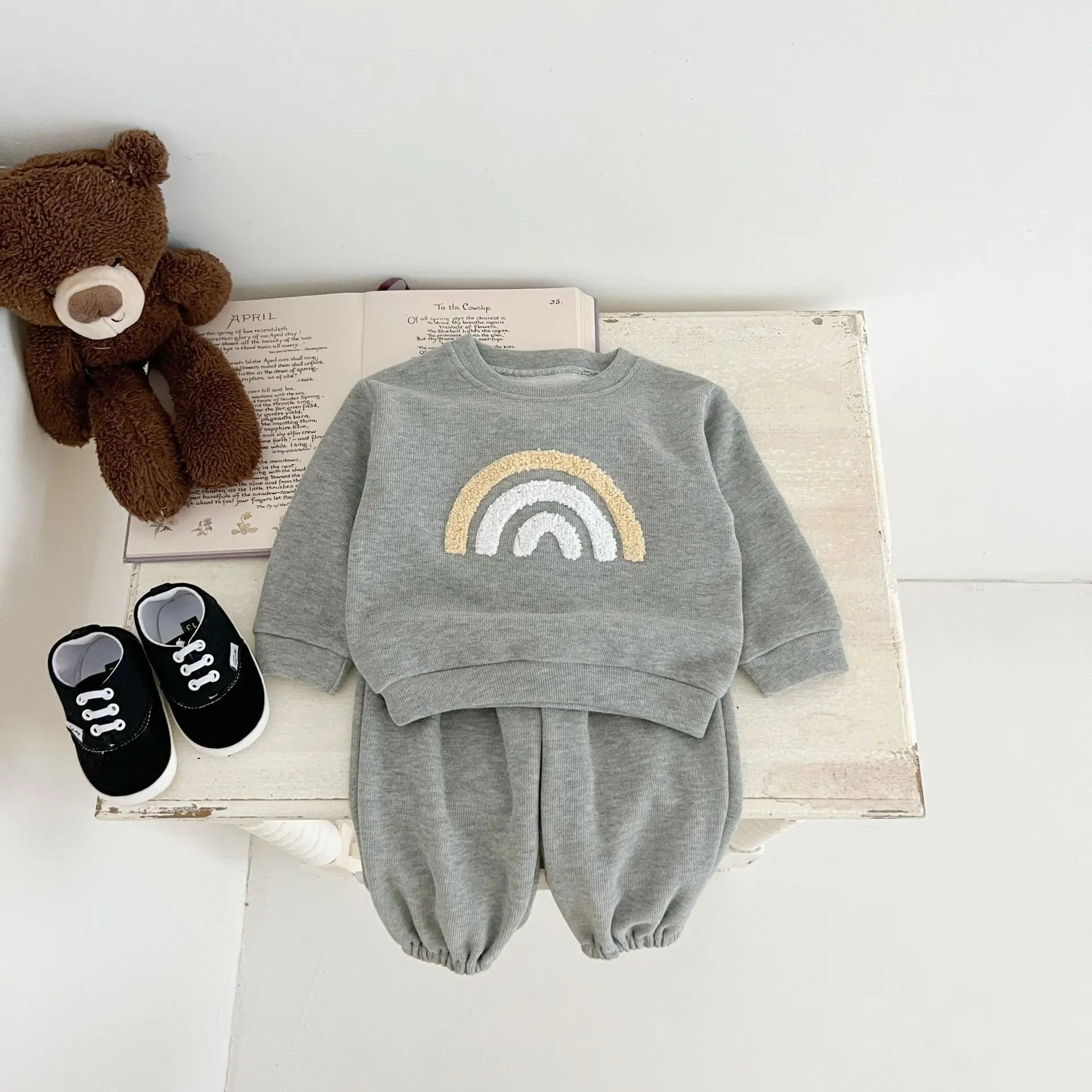 NEW Autumn Children's Clothing Pullover Set Boys Sweatshirt and Pants Girls Letter Hoodies Suit Kid's 2PCS Outfit 0-4Y Unisex