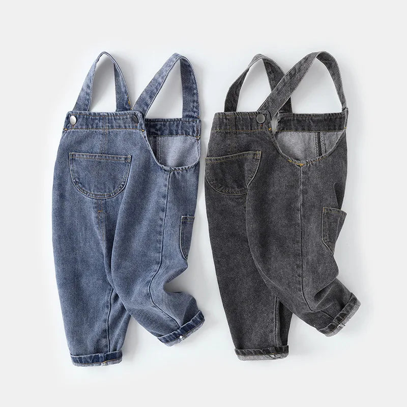 Children's Clothes Baby Girls Boys Overalls Solid Brief Style Toddler Denim Kids Jumpsuits 9M-5Y Unisex