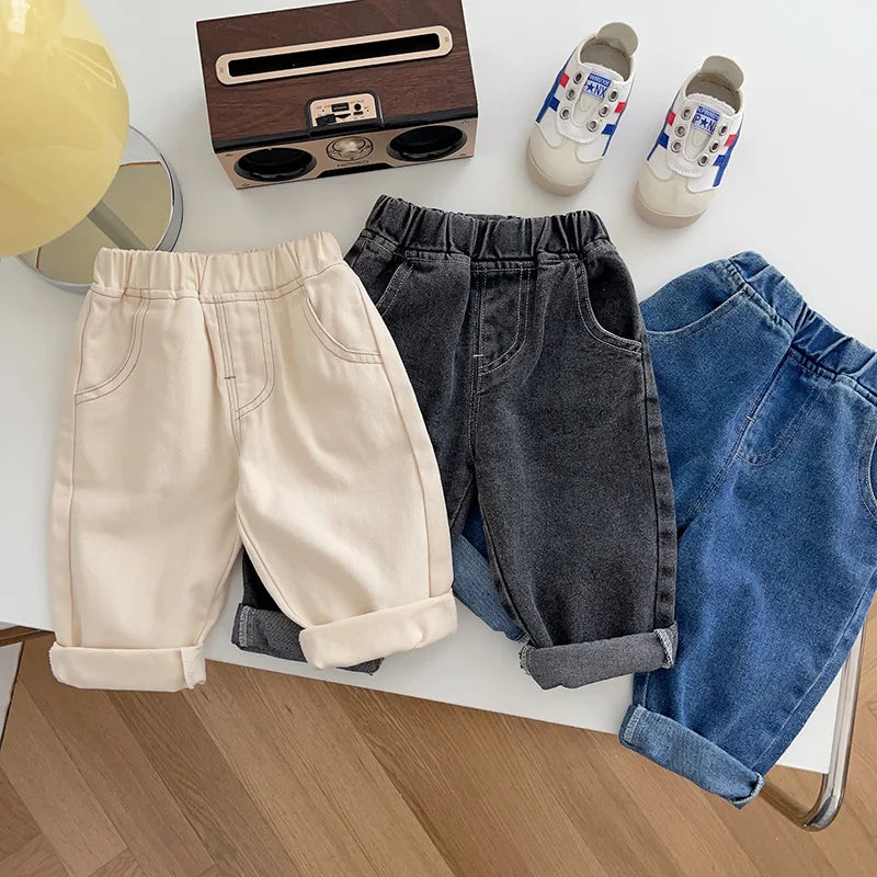 Baby Pants Solid Kids Jeans Casual Boys Denim Pants Soft Girls Fashion Trousers For Children 9M-5T Unisex