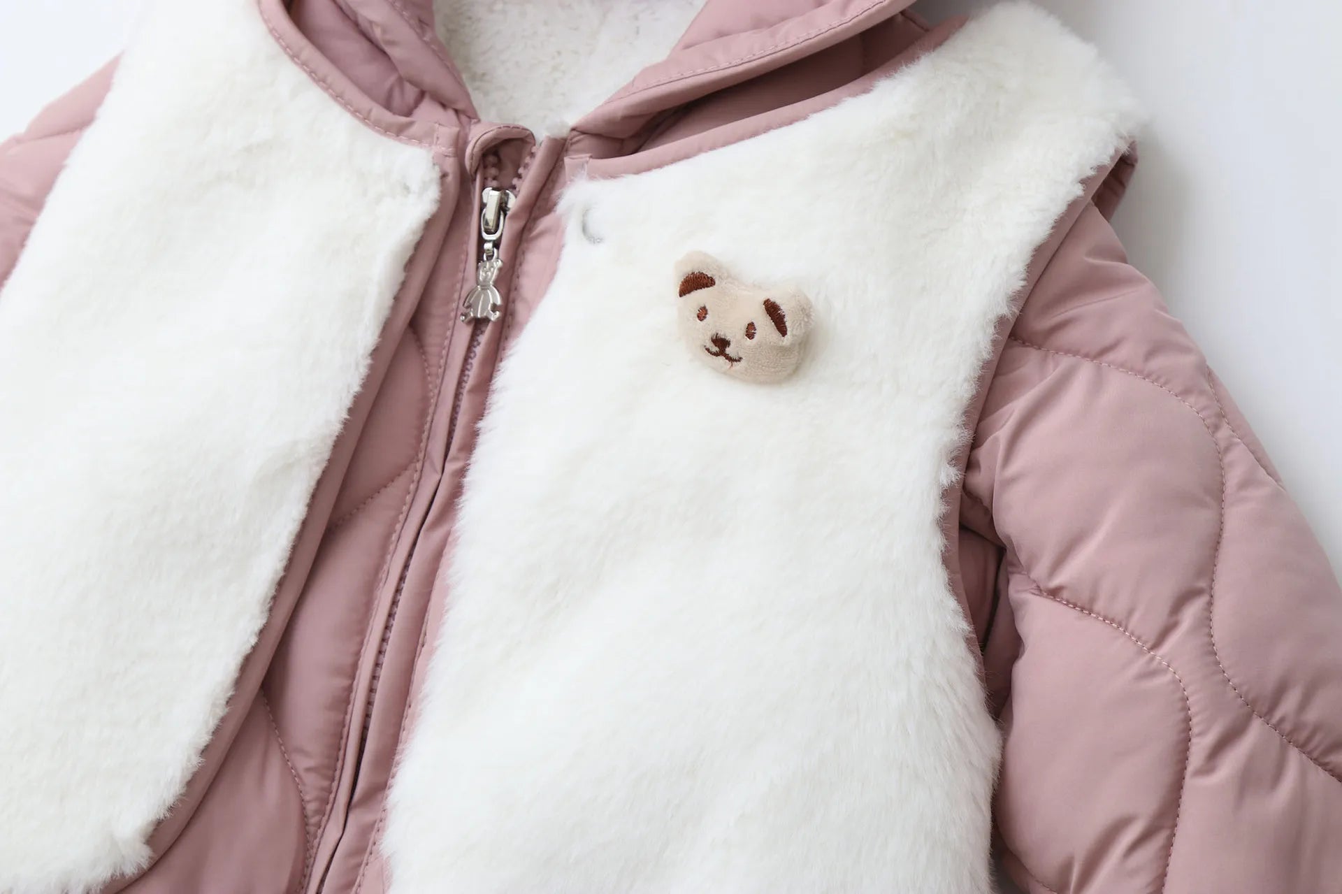 Baby's 2Pcs Winter Warm Clothes Thicken Fleece Rompers Jumpsuits Fur Lining Footie and Vest Snowsuit For Toddlers 0-2Y