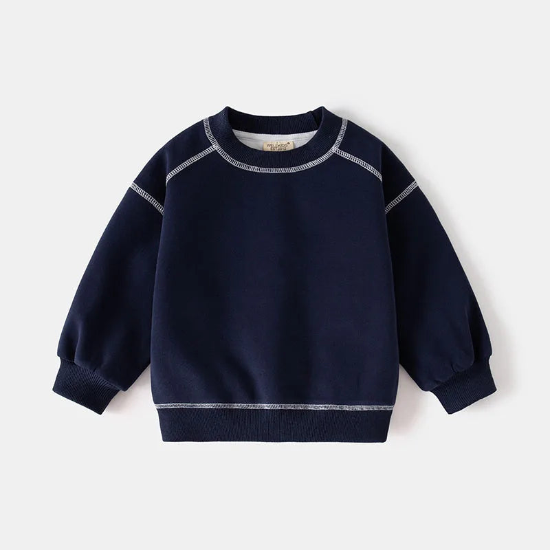 New Spring Kids Hoodie Girls Cute Contrast Colour Pullover Thin Style Children Loose Boys Sweatshirt 2-6T Unisex