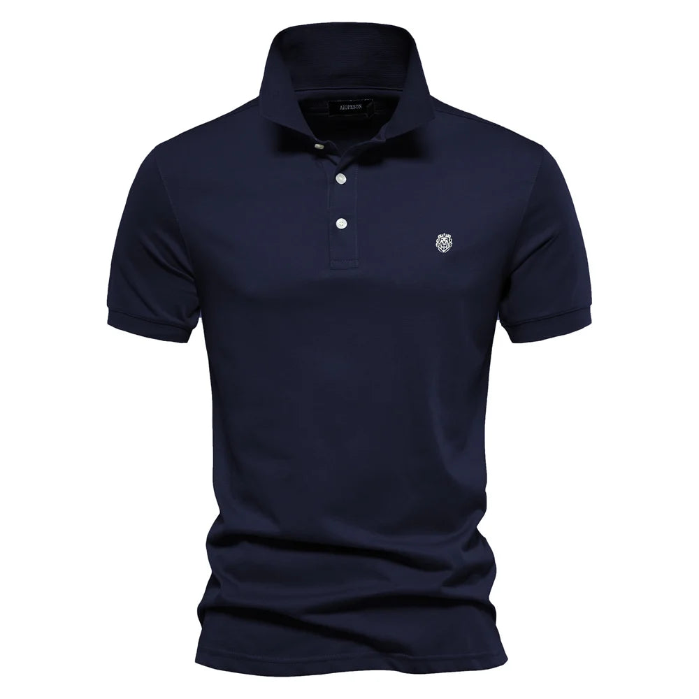 100% Cotton Embroidery Men's Polo Shirts Solid Colour Short Sleeve Polo Shirts Summer Social Polos For Men