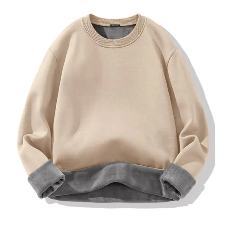 Plüschiger Herren-Strickpullover mit Rollkragen und samtgepolstertem, festem, warmem Pullover, dicker Boden, lässiger Pullover mit O-Ausschnitt