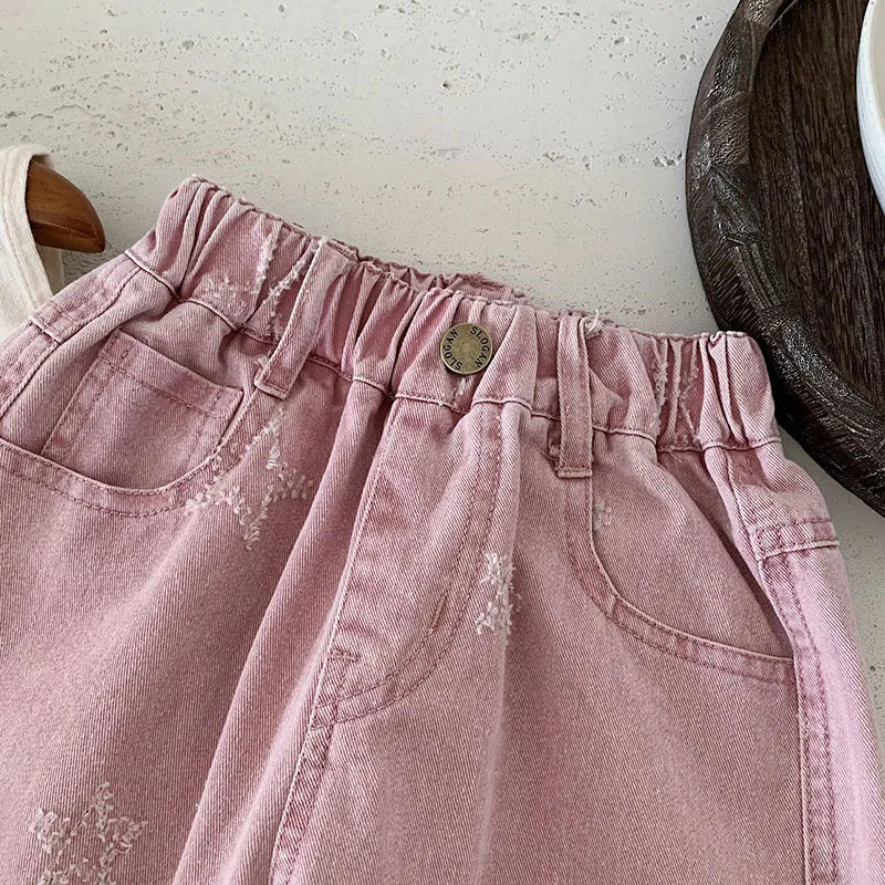Summer Children's Denim Shorts Thin Star Fashion Boys Shorts Kids Loose Korean Version Girls Casual Pants 1-6T Unisex