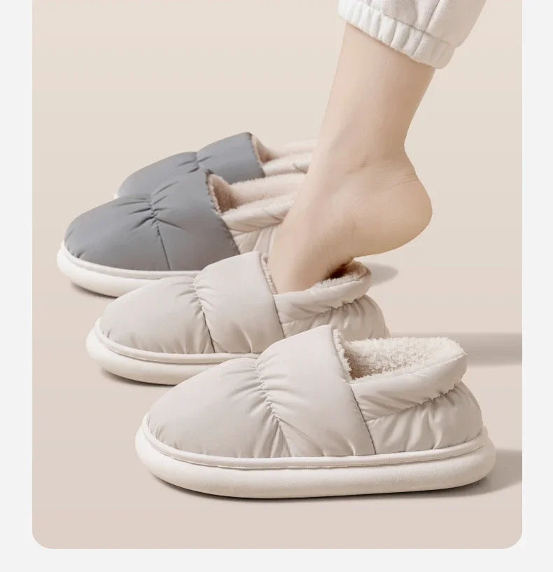 Women's Winter Warm Flat Slippers With Soft Fluffy Cosy Cotton Thick Bottom and Non-Slip Sole Suitable For Home and Outdoor Use Ladies Shoes