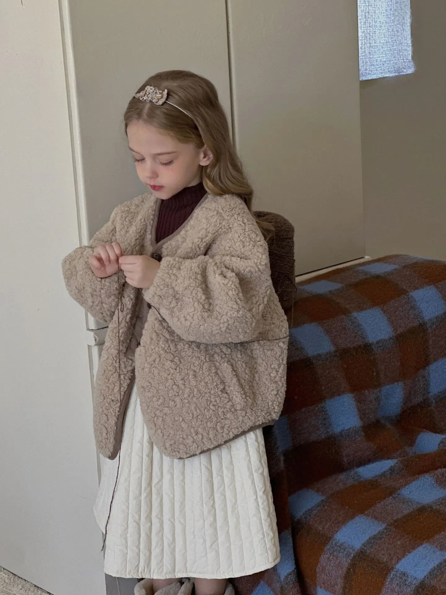 Children's Fleece Coat Spring Autumn Korean Style Female Loose Coat Kid's Thick Casual Outwear Girls Clothing 2-7Y Girls