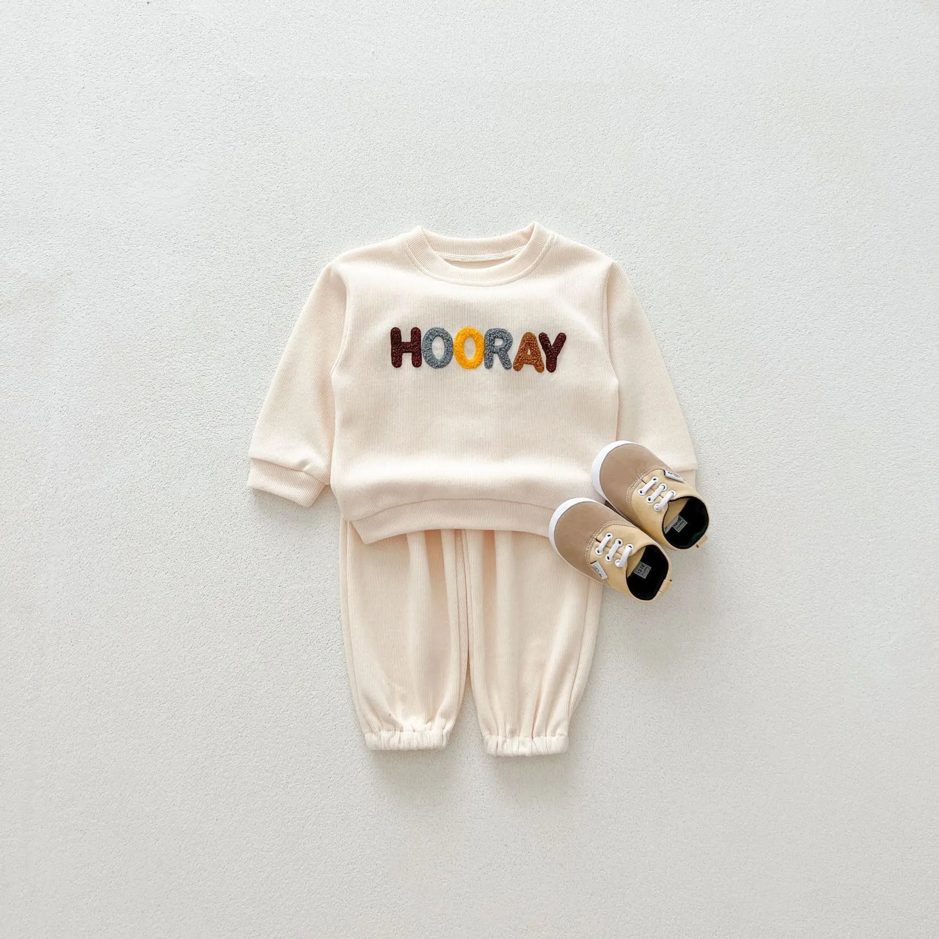 NEW Autumn Children's Clothing Pullover Set Boys Sweatshirt and Pants Girls Letter Hoodies Suit Kid's 2PCS Outfit 0-4Y Unisex