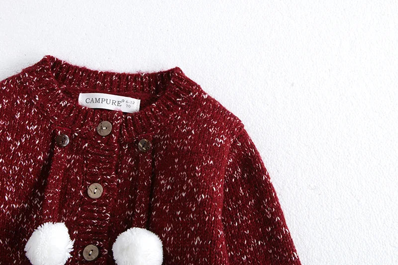 New Year Fashion Knitwear Children's Sweater Boys Loose Cardigans Coat Autumn Winter Girls Knitted Retro Outwear For Kids 0-5Y Unisex