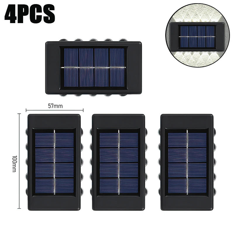 10 LED Solar Wandlamp Buiten Waterdicht Zonne-energie Licht Omhoog en Omlaag Verlicht Huis Tuin Veranda Tuindecoratie