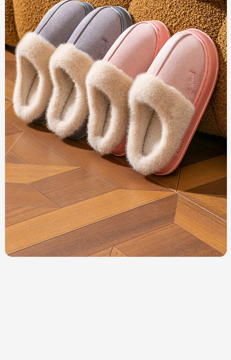 Women's Winter Warm Platform Cotton Plush Slippers Suitable As Fluffy House Footwear With Soft Sole Non-Slip Ladies' Shoe
