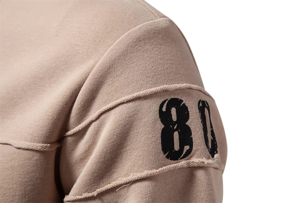 High Quality Smooth Patchwork Printed Sweatshirts for Men Fashion Youth O-neck Sportswear Tops Men's Sweatshirt