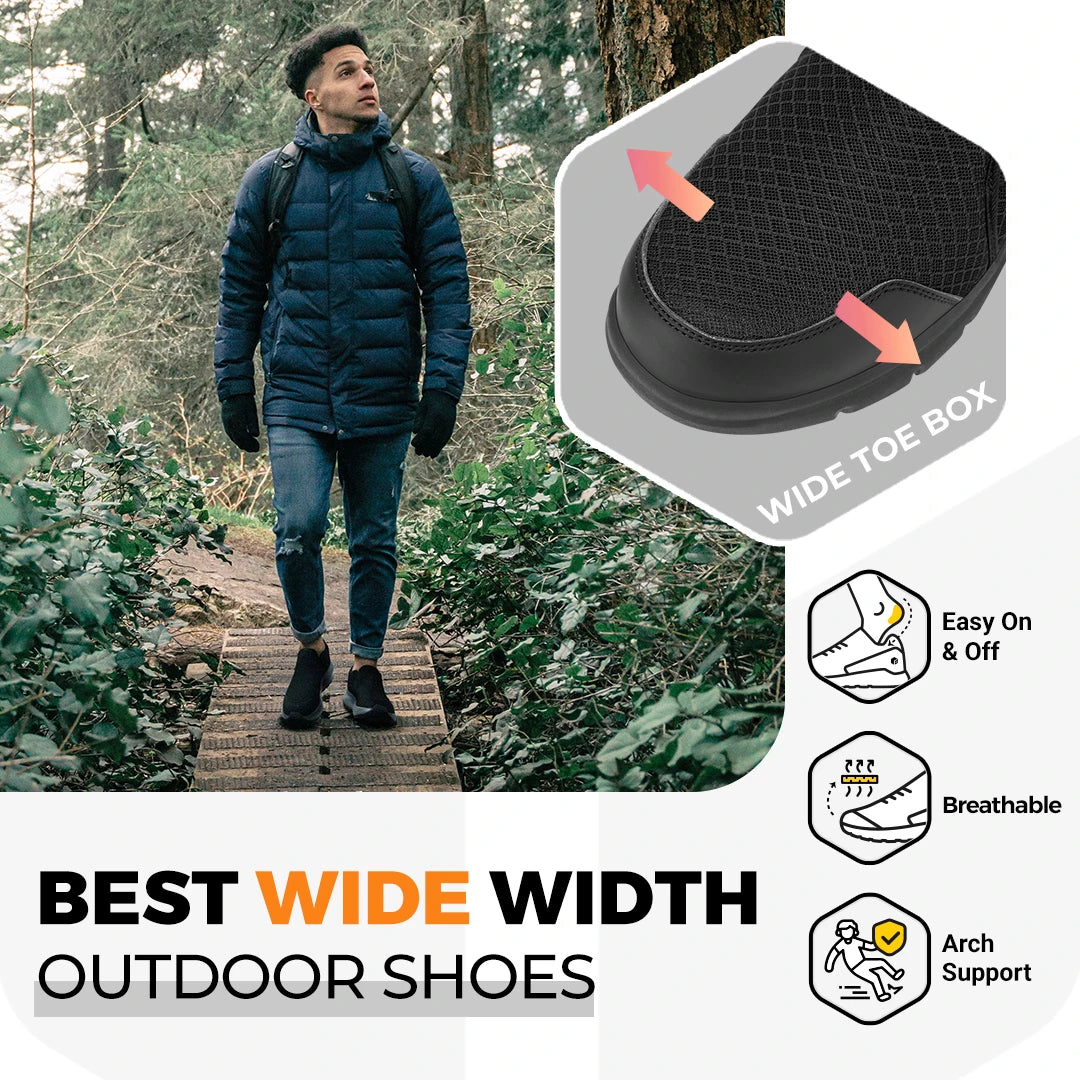 Men's Shoes Wide Hiking Comfortable Slip on Loafers Go Walking and Trekking Trails  Sneakers With Arch Support