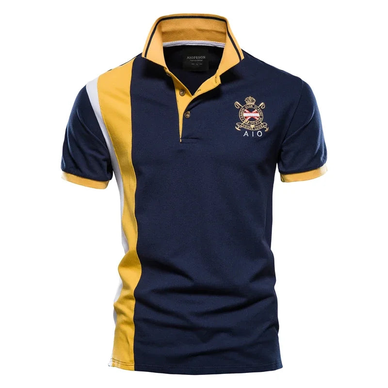 100% katoenen poloshirt met badge-borduurwerk voor heren, korte mouwen, patchwork herenpolo's, zomerkleding van kwaliteitsmerken voor heren