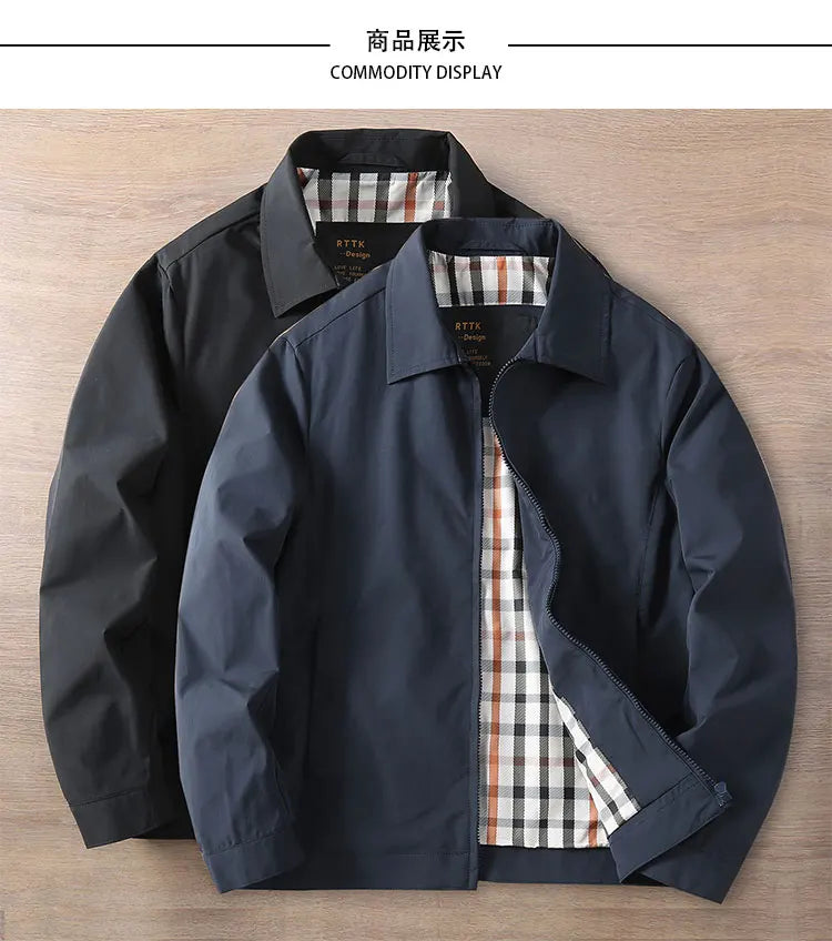 2025 Lente en herfst Nieuwe Amerikaanse retro lange mouwen revers zakelijke casual jas heren slanke veelzijdige dagelijkse jas met ritszak