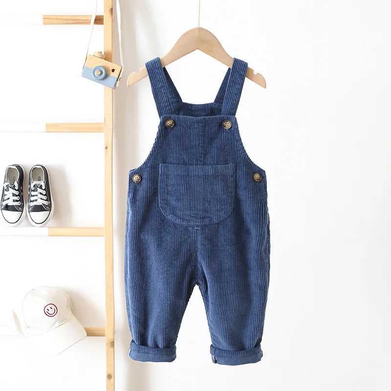 Baby Overalls Corduroy Jumpsuits Front Pocket Boys Girls Pants Kids Clothes For Children 0-3Y Unisex