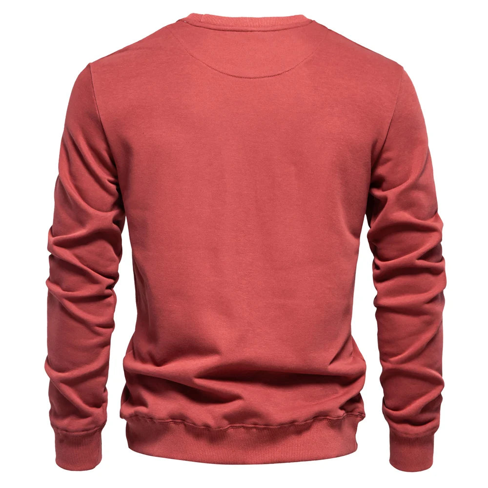 Men's Cotton-Blend Crew Neck Solid Colour Sweatshirts Pullover Casual Sport Sweatshirt for Men