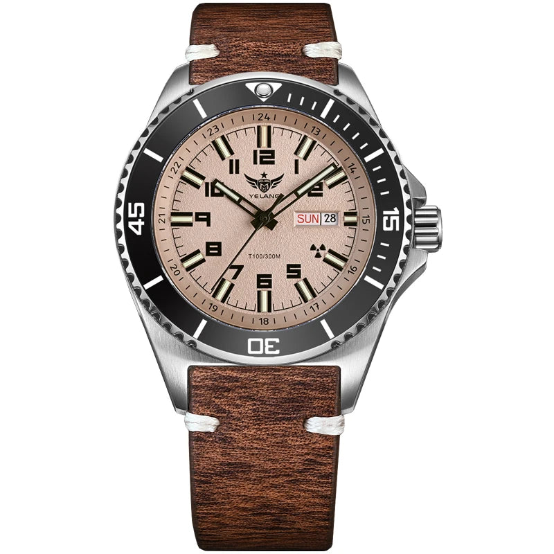 Yelang V1031 Men's Luxury Watch 44mm Diver Automatic Mechanical Movement Sapphire Luminous 300M Waterproof 30BR Japan 8205 Self-Wind