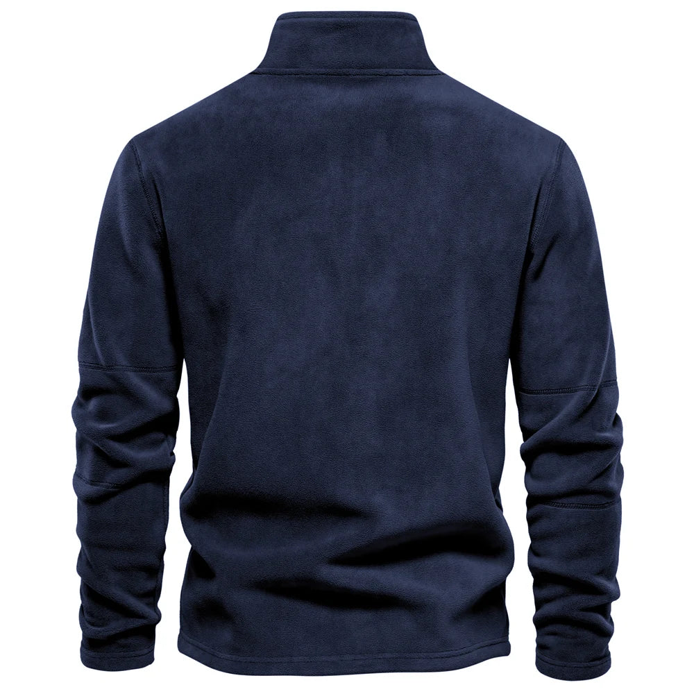 Men's Thickened Warm Fleece Sweatshirt Jacket Quarter Zipper Mock Neck Pullover Men's Sweatshirt Soft Shell Jacket