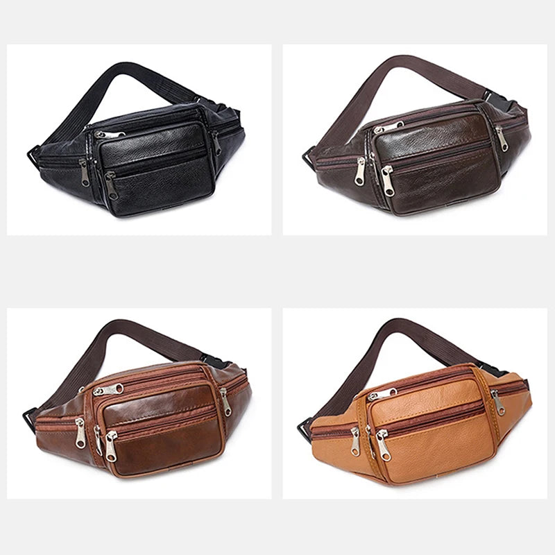 Men’s PU Leather Waist Bag – Luxury Fashion Fanny Pack & Crossbody Belt Bag for Travel & Everyday Use
