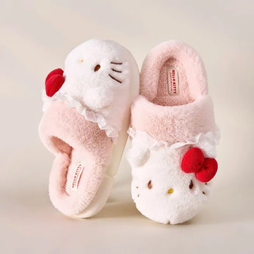 Kids' Slippers House Shoes Cartoon Hello Kitty Winter Shoes Warm Anti-Slip Soft Bottom Shoes For Girls Size 36-41