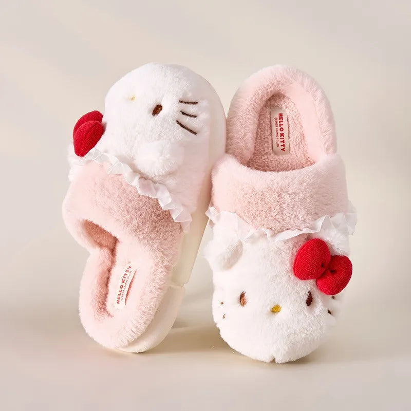 Kids' Slippers House Shoes Cartoon Hello Kitty Winter Shoes Warm Anti-Slip Soft Bottom Shoes For Girls Size 36-41