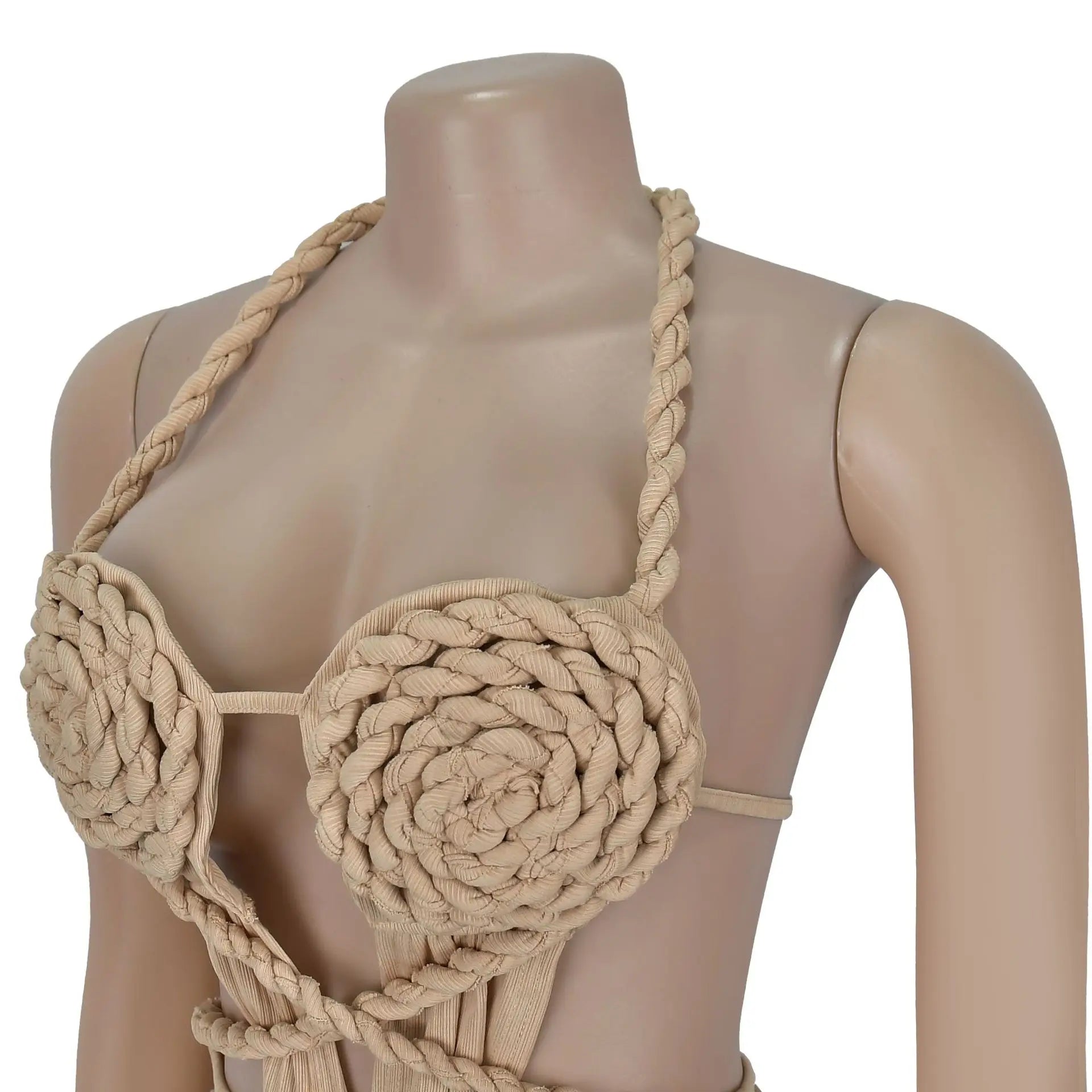 Bohemen gebreide dames maxi-jurk 2025 zomer halter vetersluiting rugloze split schede vestidos strandvakantie gewaad