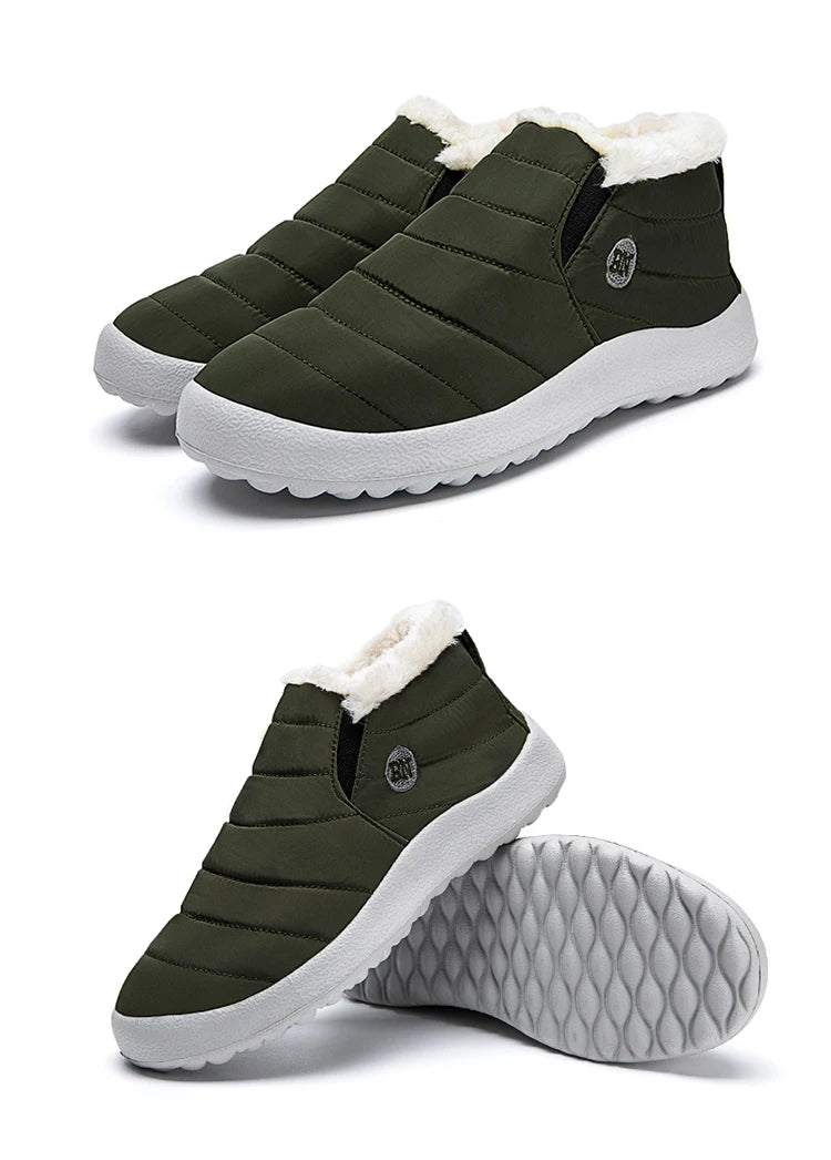 Men's Warm Snow Boots Plus Size Winter Boots Slip-On Waterproof Male Ankle Footwear & Working Shoes