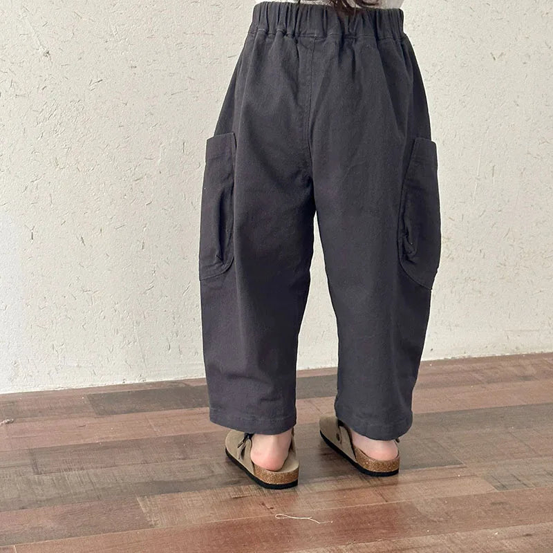 Spring Baby Children's Pants Loose Solid Colour Boys Pants Casual Girls Trousers Kid's Outdoor Pants 1-8Y Unisex