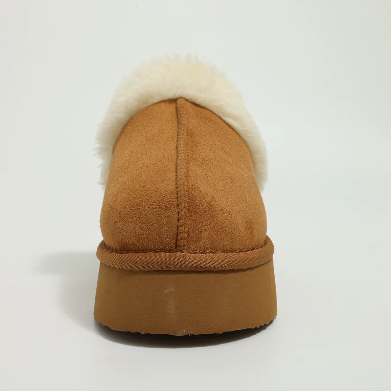 Women's Fluffy Plush Winter Shoes With Thick Sole Fuzzy Slides Suitable For Indoor and Outdoor Use With Anti-Slip Platform Fur Slippers