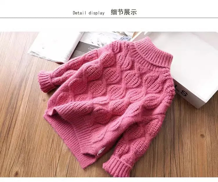 Kids Sweaters Turtleneck Girls Boys Knitwear Children Pullover Warm Kids Base Tops 2-8Y Unisex