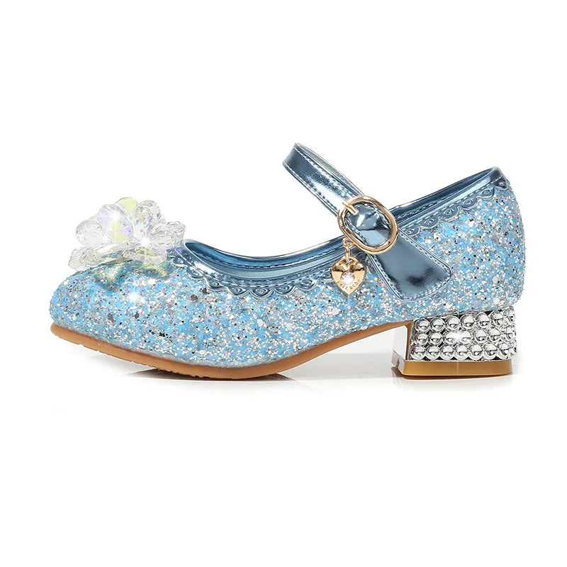 Fashion Elsa Princess Girl Shoes Frozen Cartoon Dress Shoes For Girls Fashion Party Shoes With High Heels Christmas Gifts