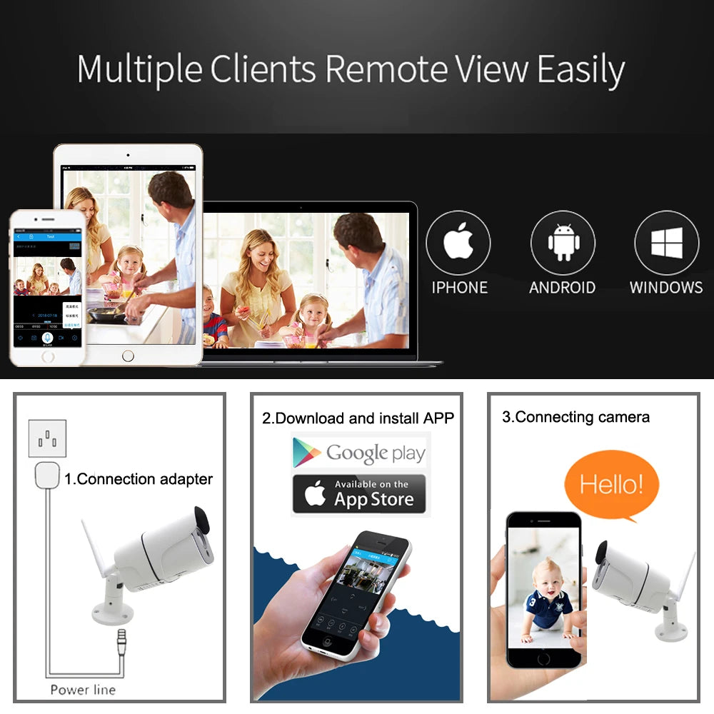 JIENUO 5MP Wifi Camera IP Outdoor Waterproof Wireless NightVision Onvif 1080P Audio Security Surveillance HD 2mp Home Cam CamHi