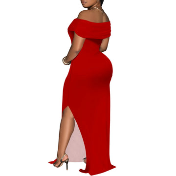 Women's Summer Sexy Bodycon Maxi Tube Dress Strapless Side Slit Long Going Out Casual Elegant Cocktail Party Dresses